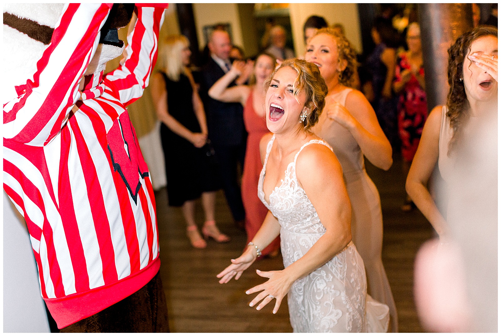 bucky the badger wisconsin mascot surprise at wedding