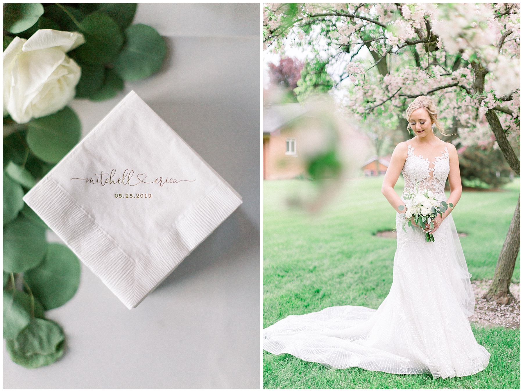 bridal portrait and custom napkin